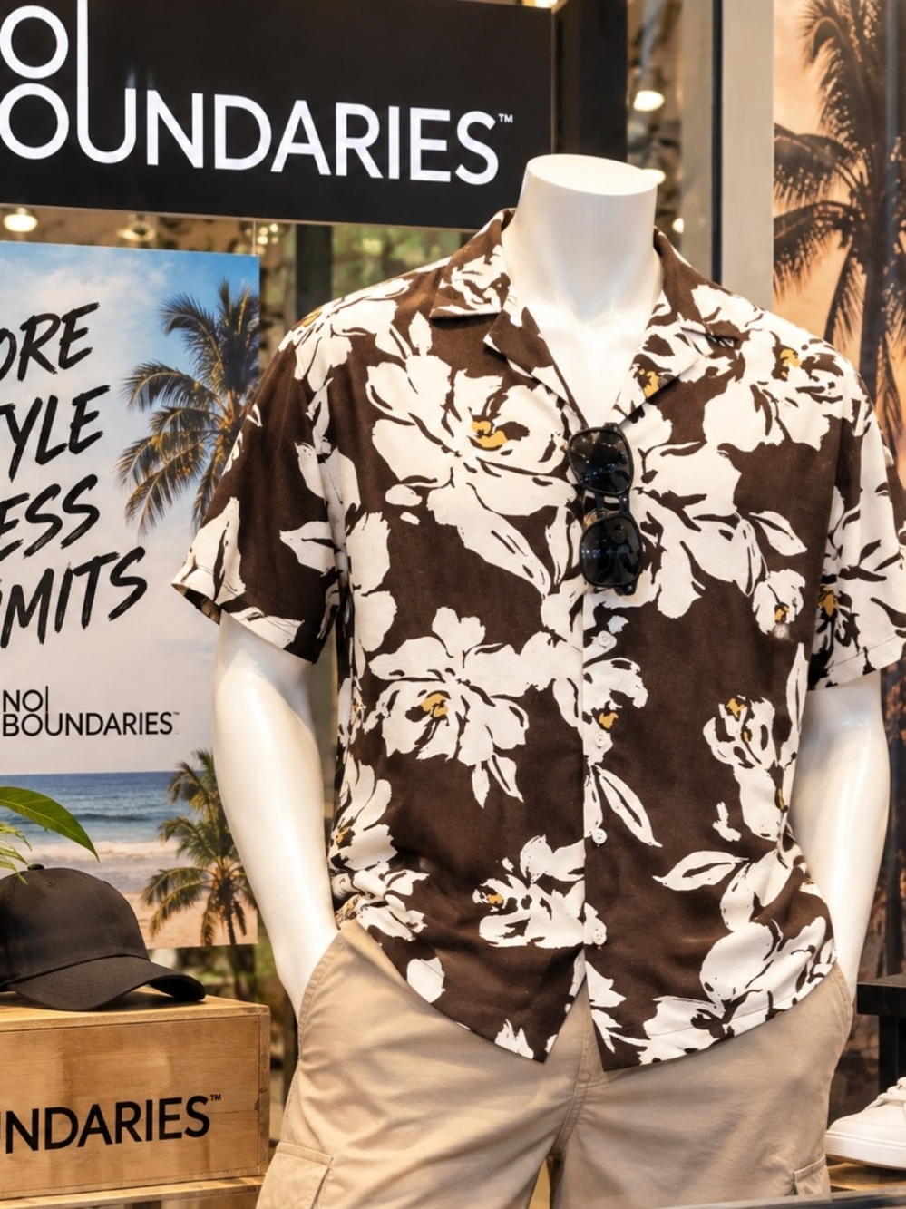 No Boundaries Mens Boxy Fit Linens Resort Shirt Mens 3XL